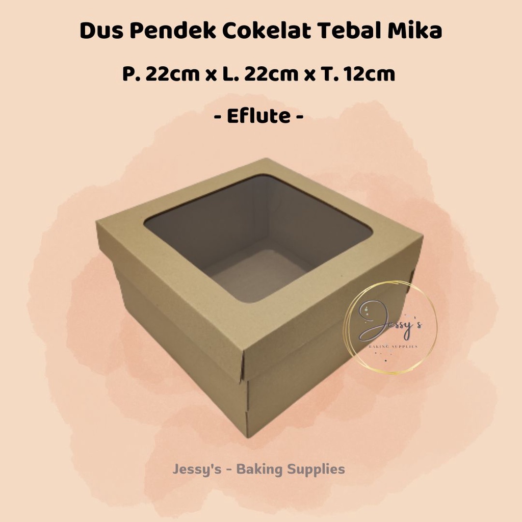 

Dus Box Kotak Kue Cake Tinggi Eflute Mika Atas 22 x 22 x 12 (Cokelat Kraft)