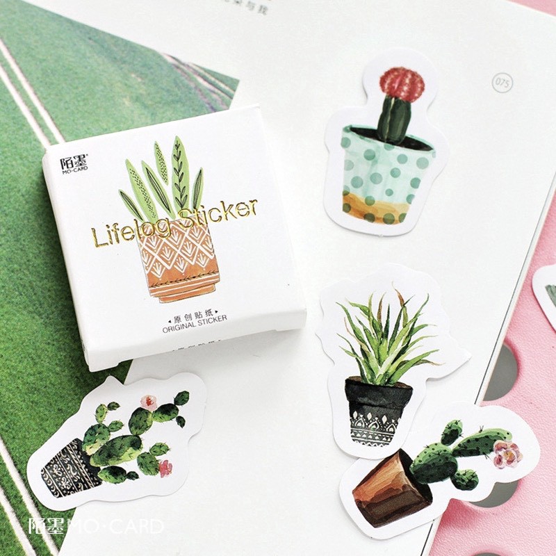 45 pcs Stickers CACTUS Deco Diary DIY ScrapBook Planner Bujo  Journal-stiker lucu murah aesthetic