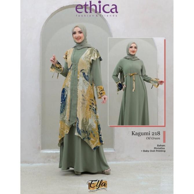 Promo  Sarimbit Ethica Elfa 215 Oil Green Gamis & Koko Anak