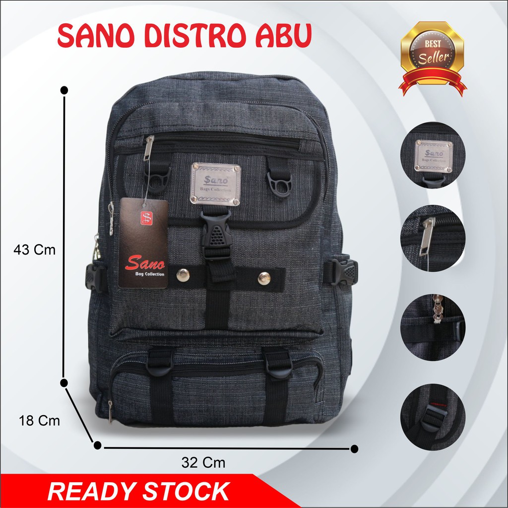 Tas Ransel Kanvas Denim Sano Warna Navy Ransel Distro SMP SMA Kuliah Bahan Kuat Awet Muat Banyak Ransel Punggung SMP SMA Tas Gendong Pria Denim Kanvas Berkualitas Backpack Cowok Keren Murah