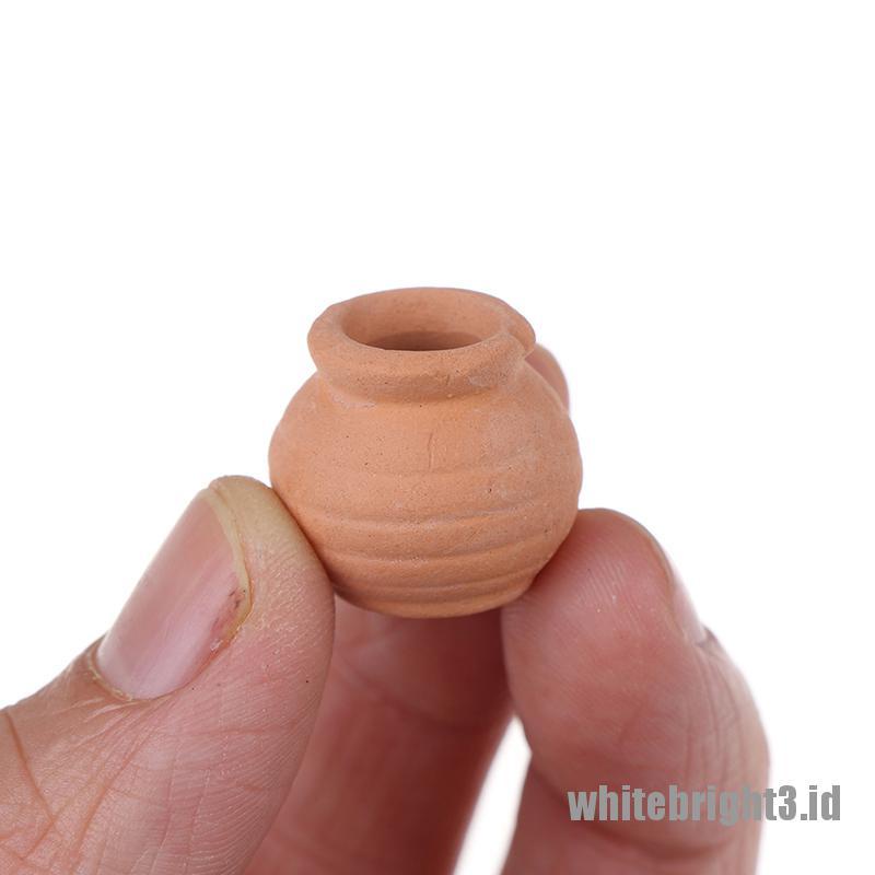 (white3) Miniatur Pot Bunga Keramik Skala 1: 12 Untuk Dekorasi Rumah Boneka