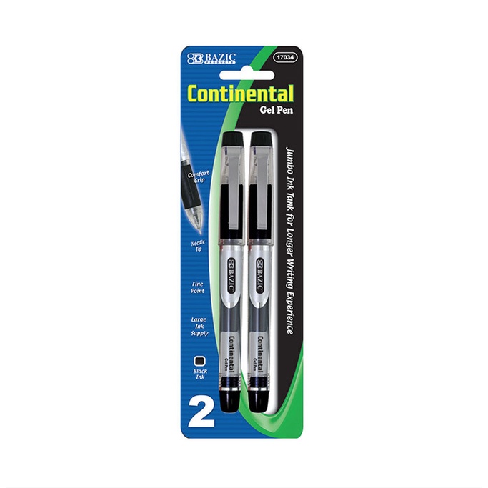 

Pulpen Tinta Gel BAZIC Continental Black Jumbo Ink Tank (2/Pack)