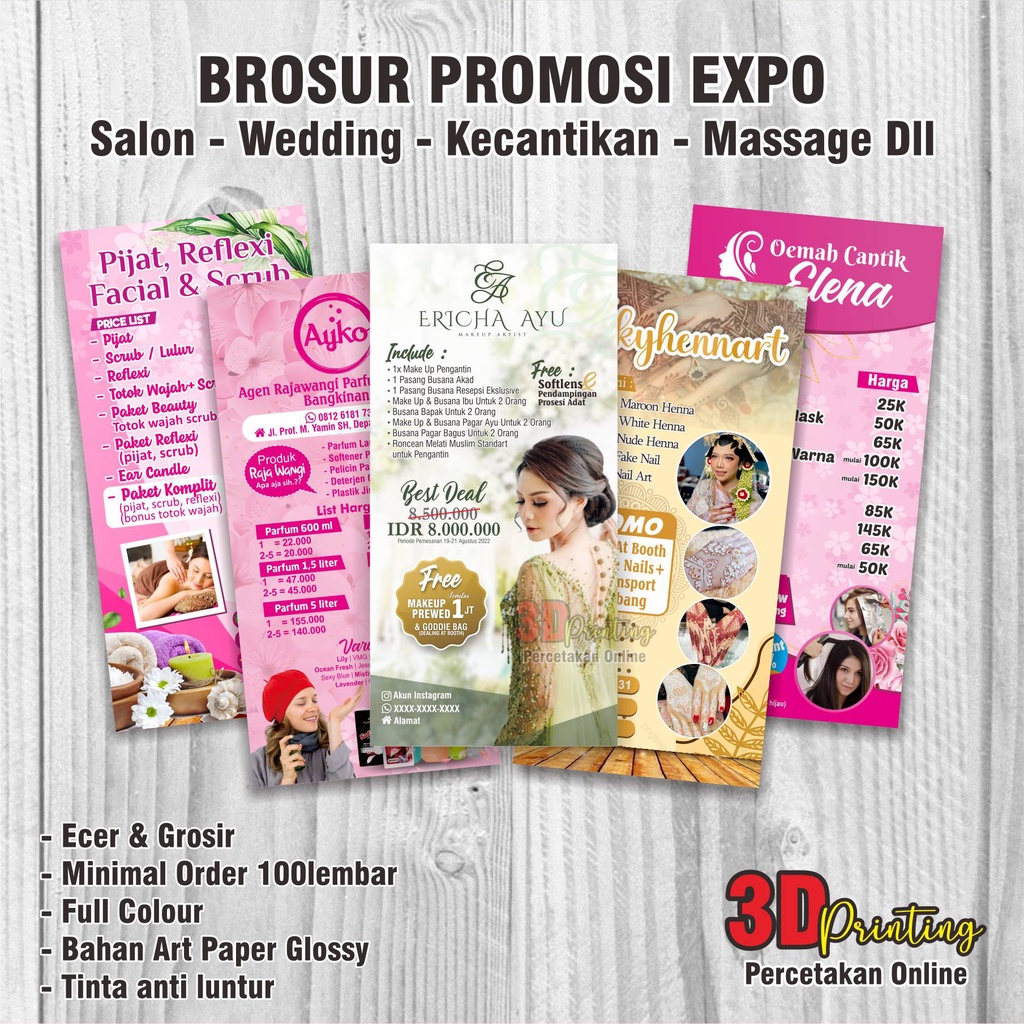

CETAK BROSUR FLYER EXPO WEDDING | SALON KECANTIKAN | SPA MASSAGE