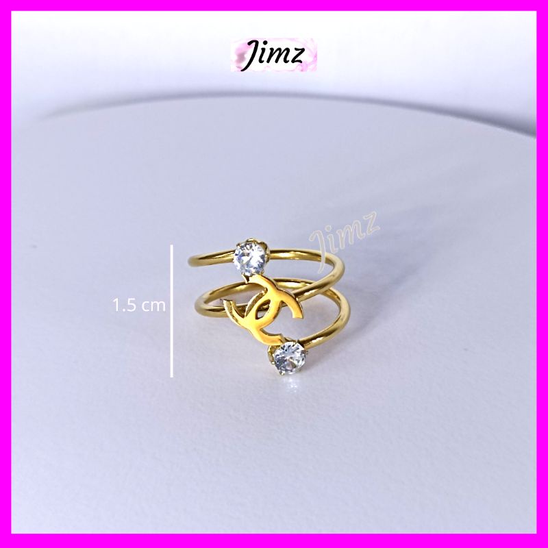 Jimz - Cincin Titanium Asli Zircon Liontin Korea Anti Karat Anti Luntur Fashion Aksesoris Wanita Nagita Rose Gold Branded