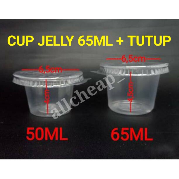 50pcs CUP JELLY AGAR PUDING 65ml gelas es krim pudding BENING + TUTUP