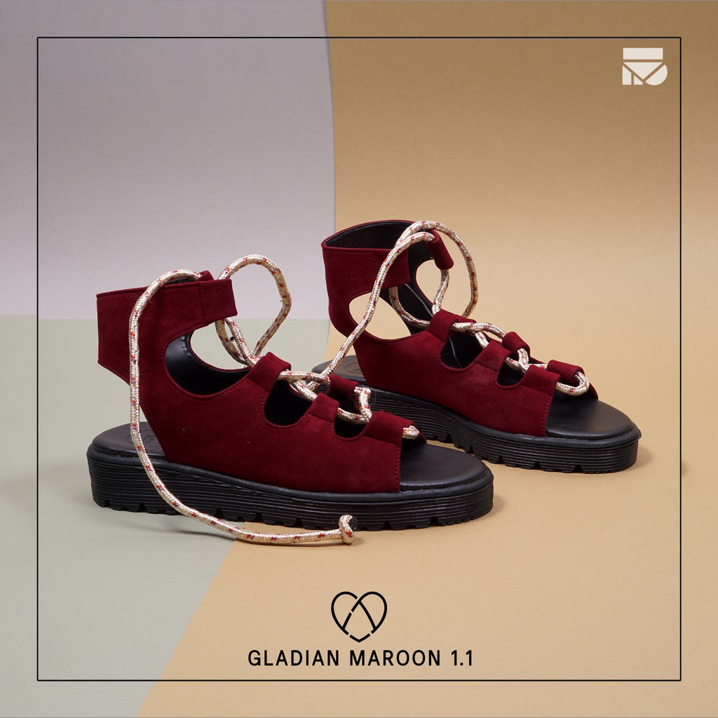 Gladian Maroon | 36-40 | Sandal Platform Tali Simpel Casual Kasual Wanita Sendal Footwear Original | FORIND x Tragen Fav