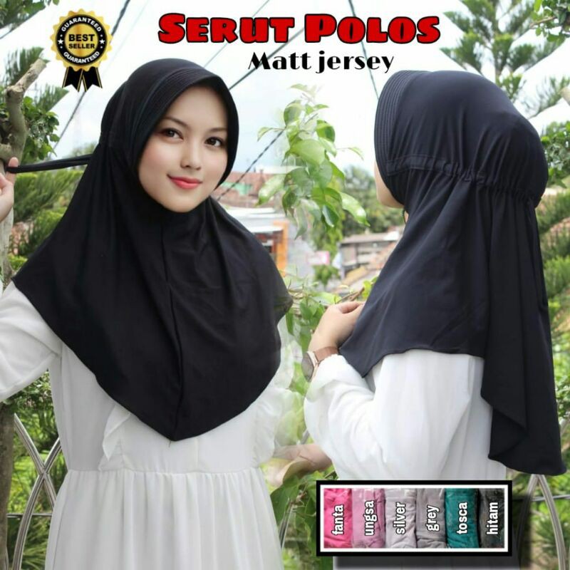 jilbab Jersey serut polos