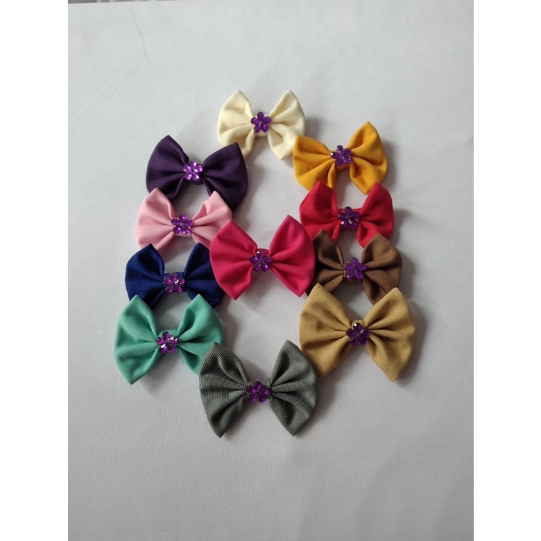 Bros Pita manik-manik ungu Mini 3 CM Bross Dada Pita Mini / Souvenir / Bros Bow Mini Murah Aplikasi Pita