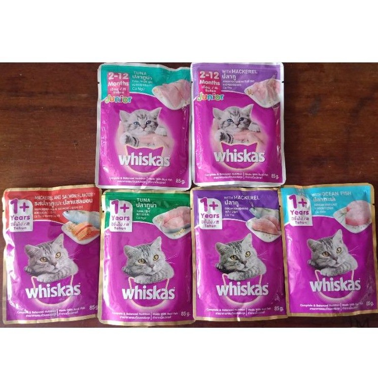 Whiskas Junior/Adult Tuna/Mackerel/Ocean Fish/Grilled Saba/ chicken 80gr | whiskas pouch