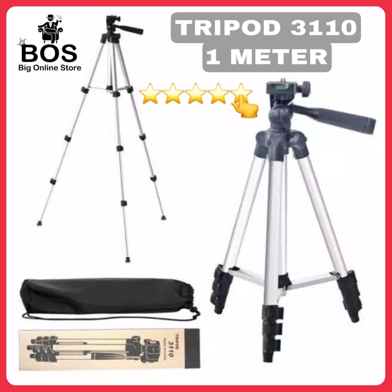 BOS - Tripod 3110 1M | Tripod Handphone / Kamera T3110A 1 meter / 100cm free Holder U