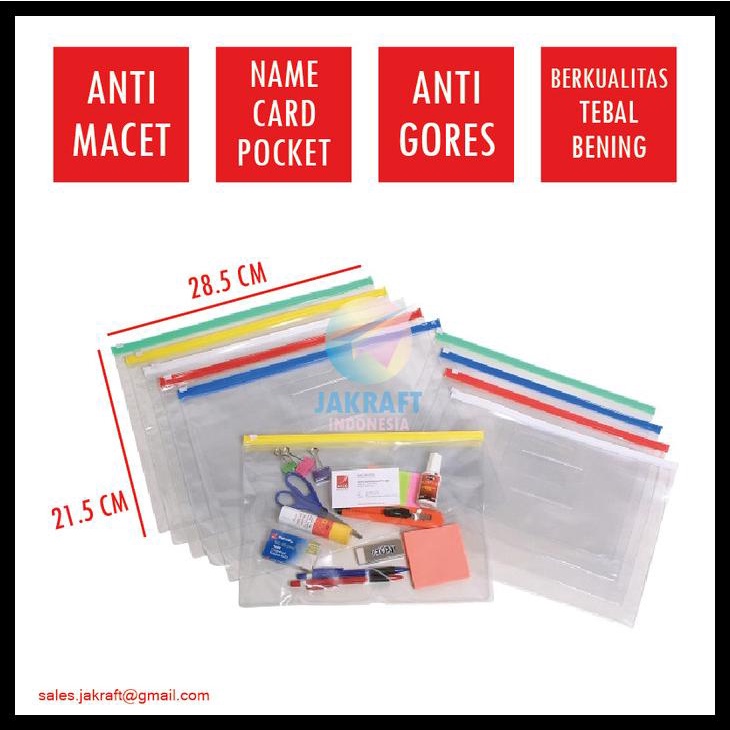 

Zipper Bag B5 28.5 X 21.5 Cm Plastik Mika Bening Tebal Pocket Anti Air Kode 246