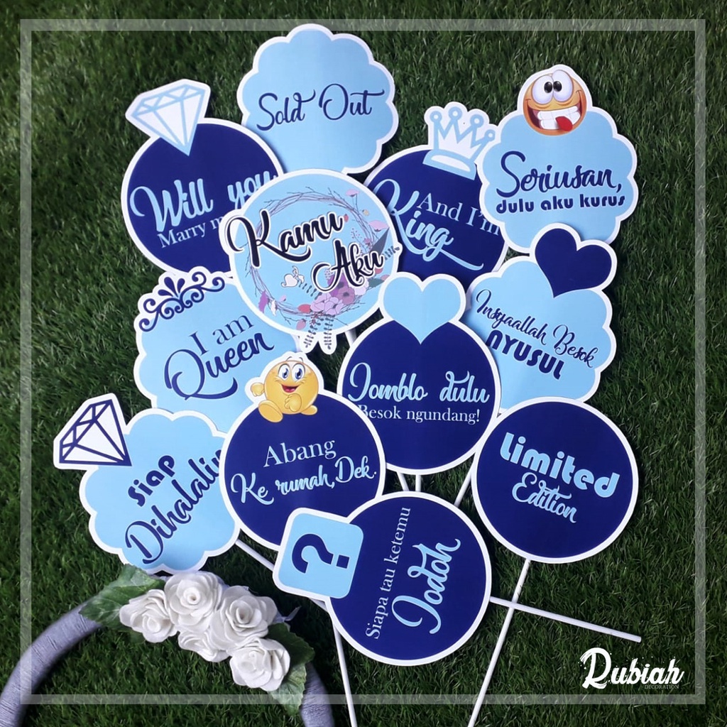 Custom Photo Props / Property Party / Aksesoris Photobooth Flower Blue