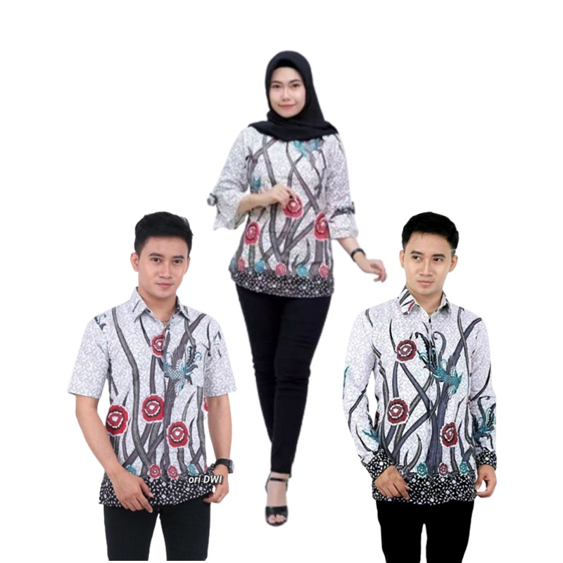 Couple Batik Kemeja Pria Atasan Blus Wanita Blouse Modern Kasual Terbaru Kerja Kantor Katun ILALANG 