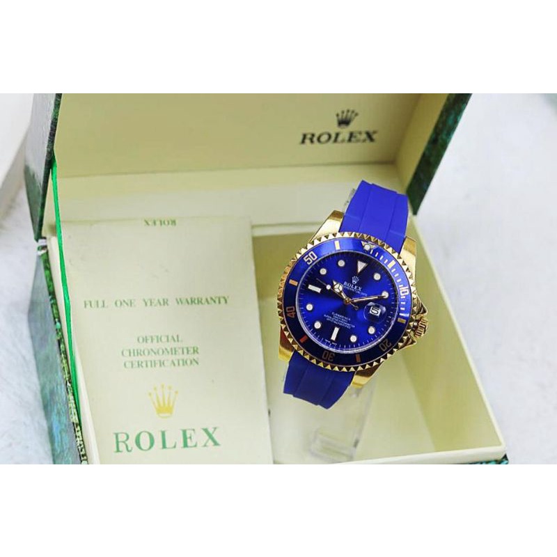(PW)JAM TANGAN ROLEX NEW FASHION PRIA / WANITA TALI RUBBER FREE BOX ORIGINAL + KARTU SESUAI FOTO