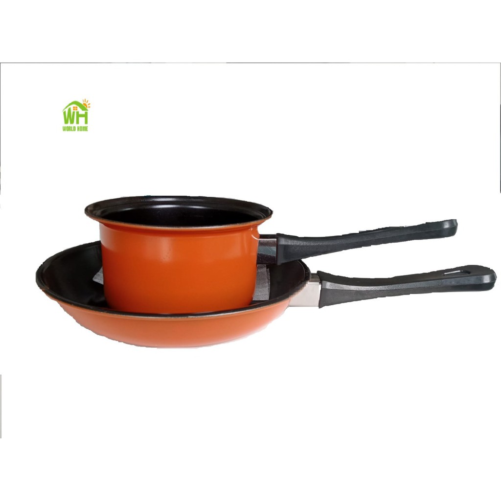 Murah Lebay Panci Set Teflon Fry Pan dan Panci Susu Panci Set Fry Pan and Milk Pan Teflon 2 Pcs Worldhome66