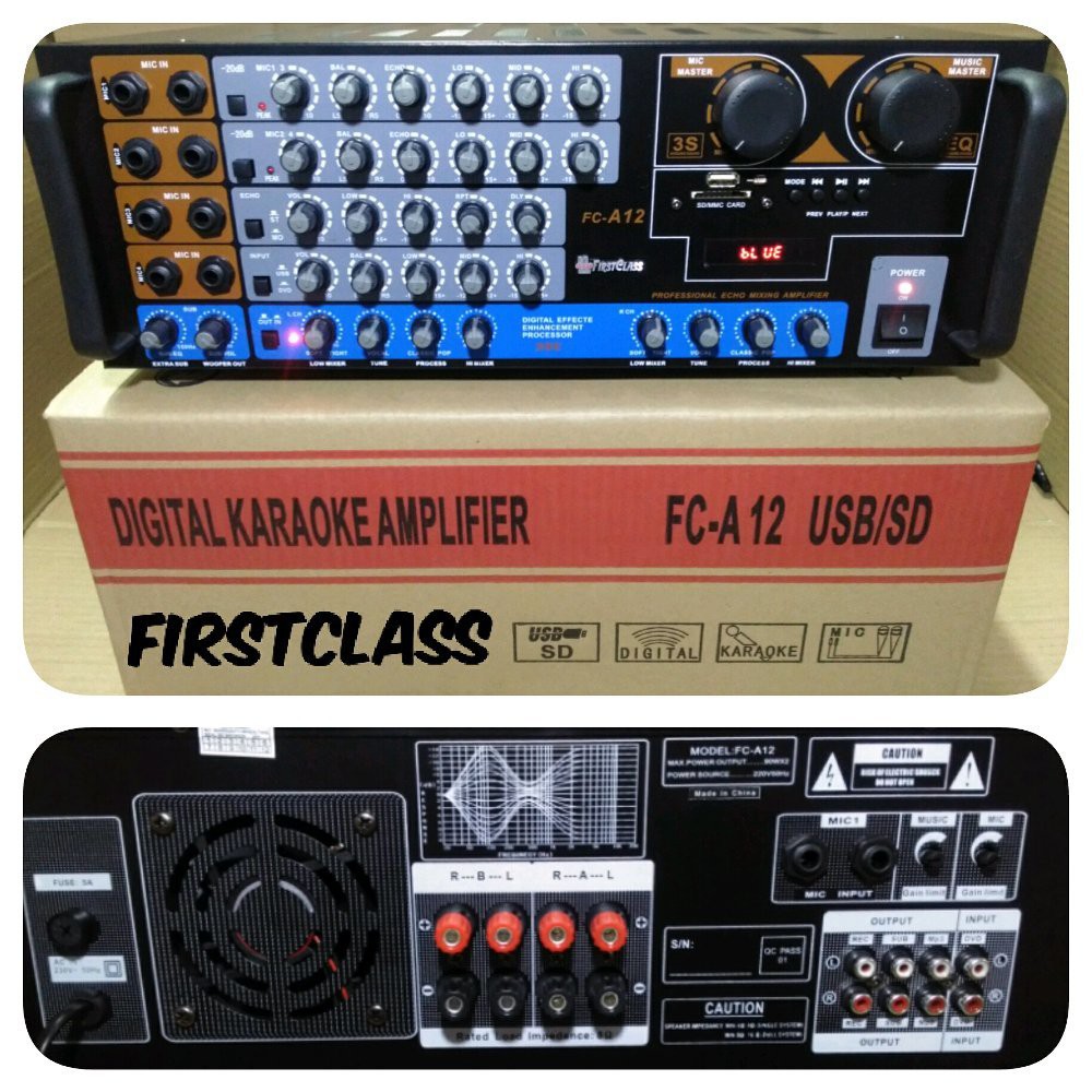 POWER AMPLI BLUETOOTH FIRSTCLASS FC A12 DIGITAL KARAOKE AMPLIFIER MIXER