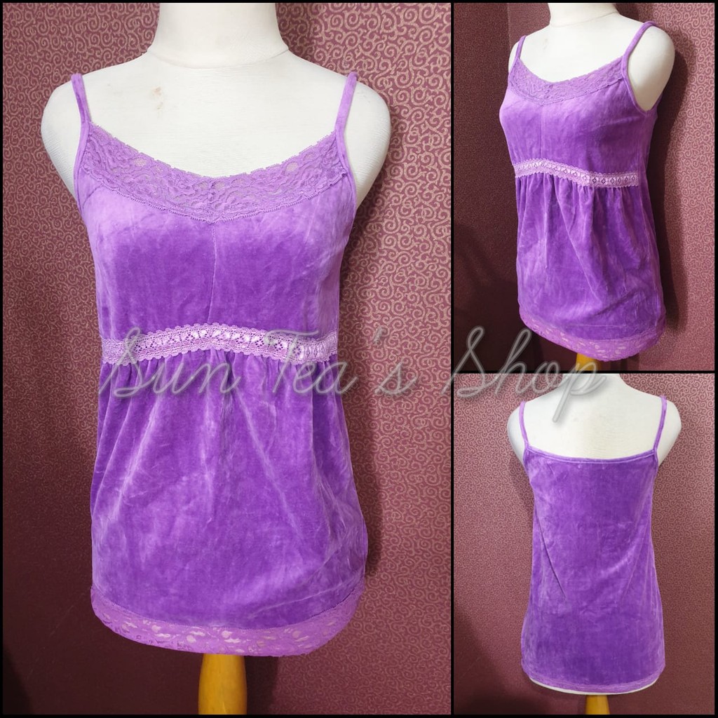 Purple beludru velvet babydoll tank top.
