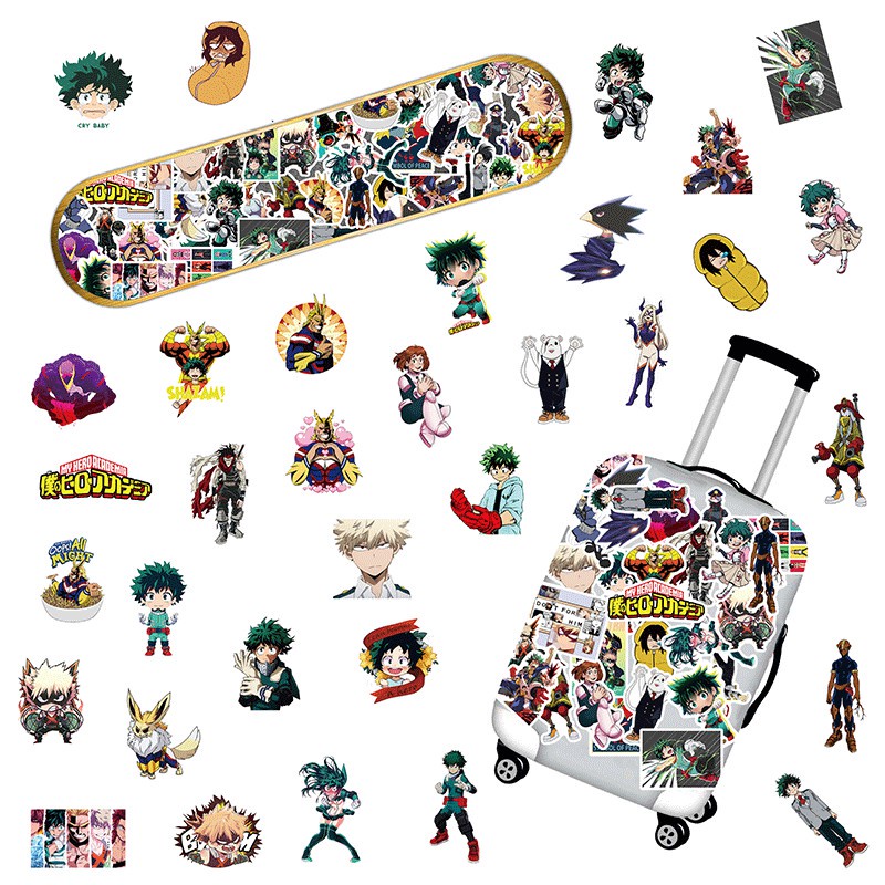 50Pcs/pack Japanese Anime My Hero Academia Sticker for Fans DIY Luggage Laptop Skateboard Bottle Motorcycle Bicycle Stickers