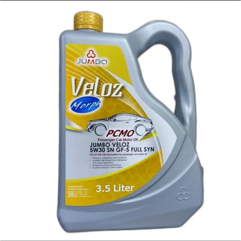 Oli Mesin Jumbo VELOZ 5W30 / 5W-30 Api SN GF-5 Full SYN (3.5 Liter)