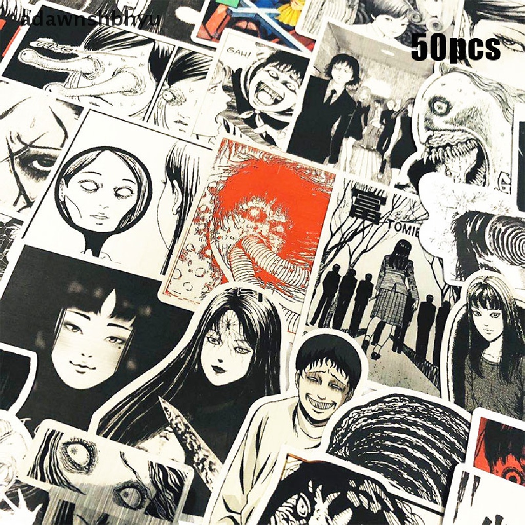 [adawnshbhyu] 50pcs Poster Anime Junji Ito Kualitas Tinggi Kamar Rumah Kartun Seni Cetak Stiker