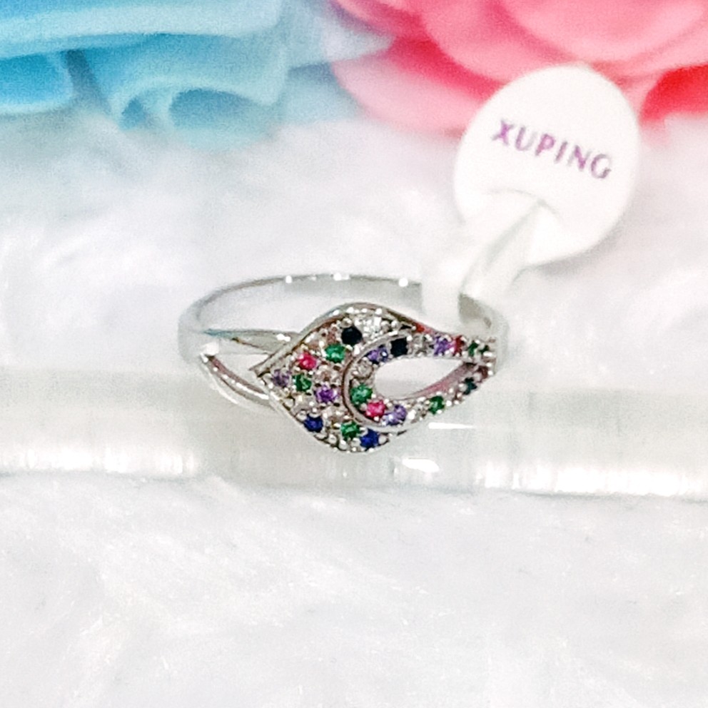 Cincin XUPING Silver Rainbow Diamonds Perhiasan Lapis Emas