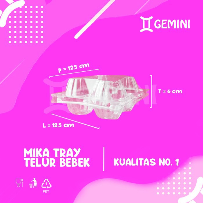 50 Pcs - Mika Tray Telur Isi 4 Butir Telur Per Pack / Mika Telur Bebek + Kancing