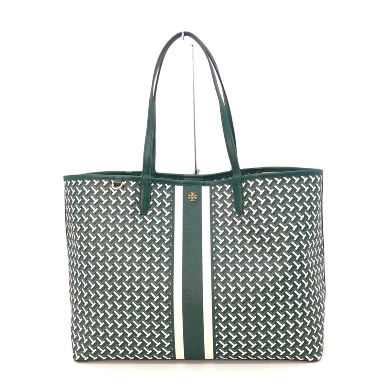 Tory Burch T Zag Tote jitney green size 39 (46) x 29 cm