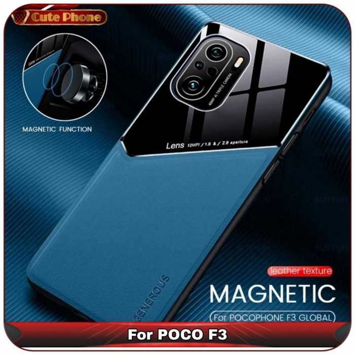 Casing Hard Soft Case Xiaomi POCO F3 Leather Glass Magnetic Softcase
