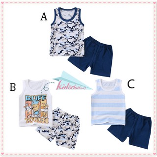 Set 2Pcs Kaos T Shirt Tanpa Lengan Gambar Kartun dan Set 2Pcs Kaos T Shirt Tanpa Lengan Gambar Kartun dan