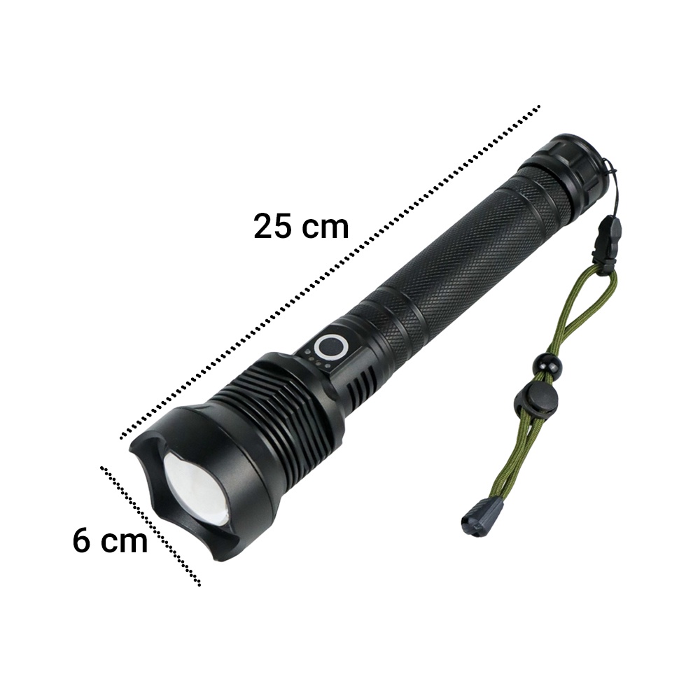 TaffLED Senter LED Long Range Zoom XHP70.2 90000 Lumens - 7RFL14BK