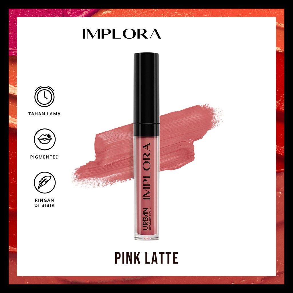 IMPLORA Urban Lip Cream Matte Original BPOM - Best Seller Kosmetik Lipcream Surabaya-08 Pink Latte