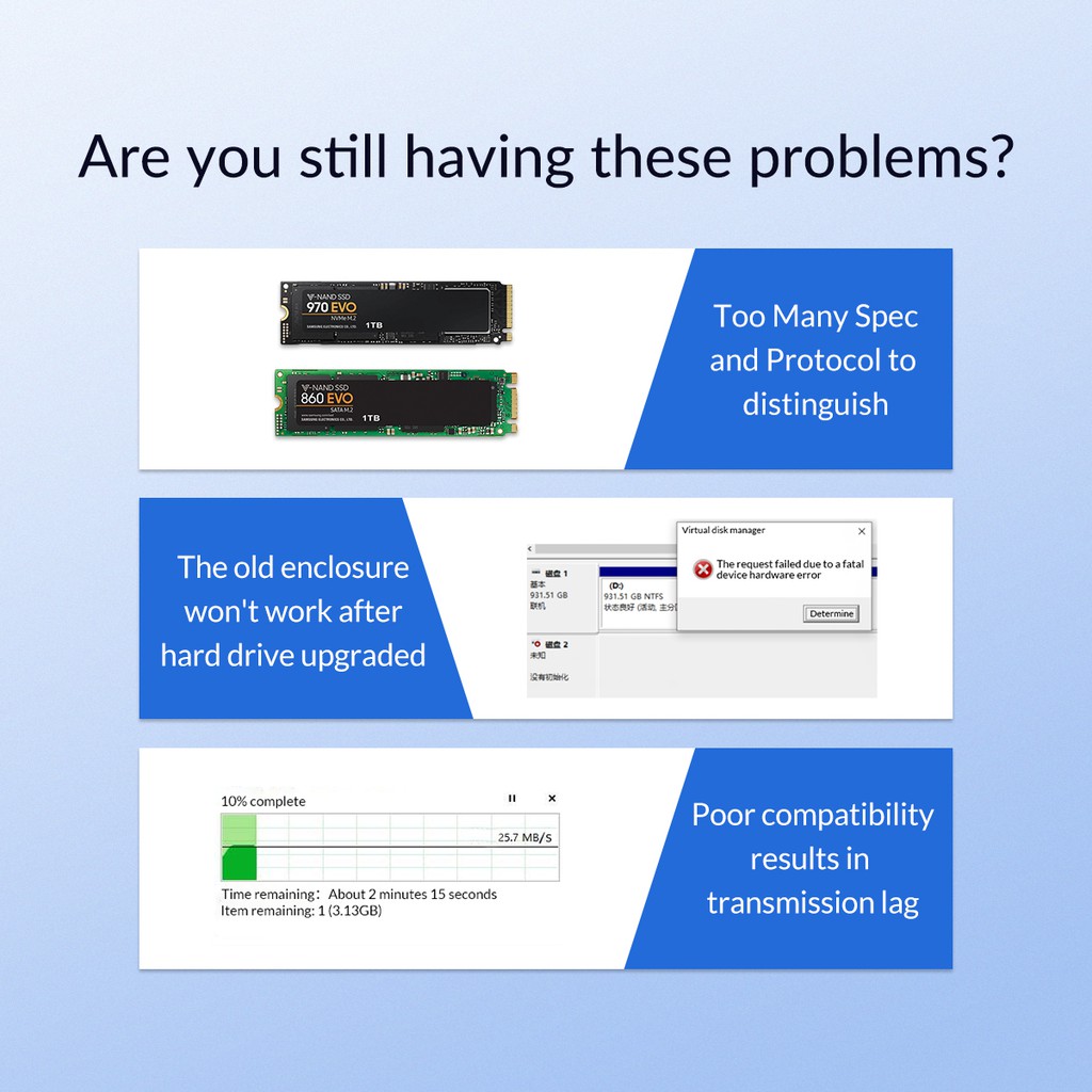 SSD Enclosure ORICO M2 NVME M.2 SATA Dual Protocol M2PJM-C3