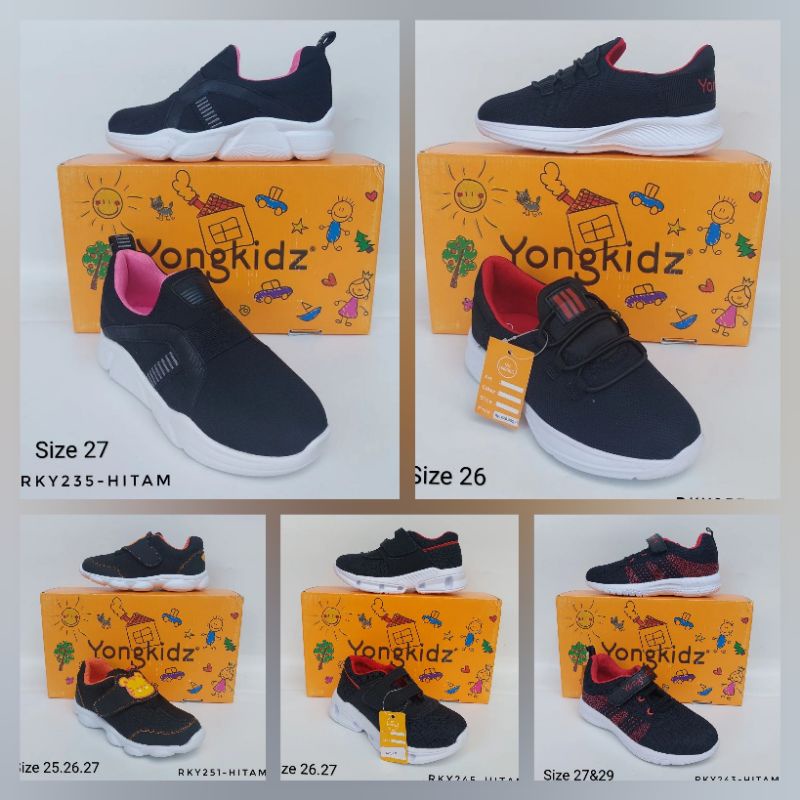 Sepatu Anak Warna Hitam Sekolah Yongkidz Original
