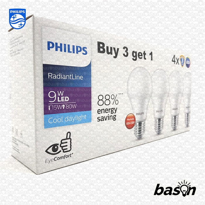 PHILIPS RadiantLine LED Bulb Paket Multipack 9W Putih - isi 4bh