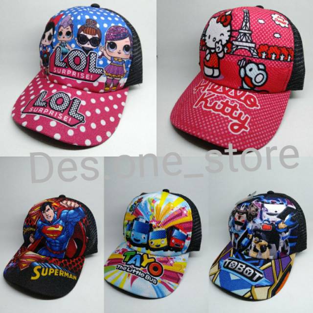 TOPi JALA KARTUN/ TOPI ANAK  KARTUN USIA 3-10TAHUN |topi jaring anak karakter Hero