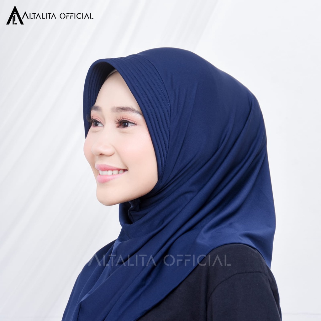 Altalita - Jilbab Bergo Sporty Instan pet Bahan Jersey Spandek Premium Polos Cocok Untuk Sekolah Olahraga dan Sehari-Hari