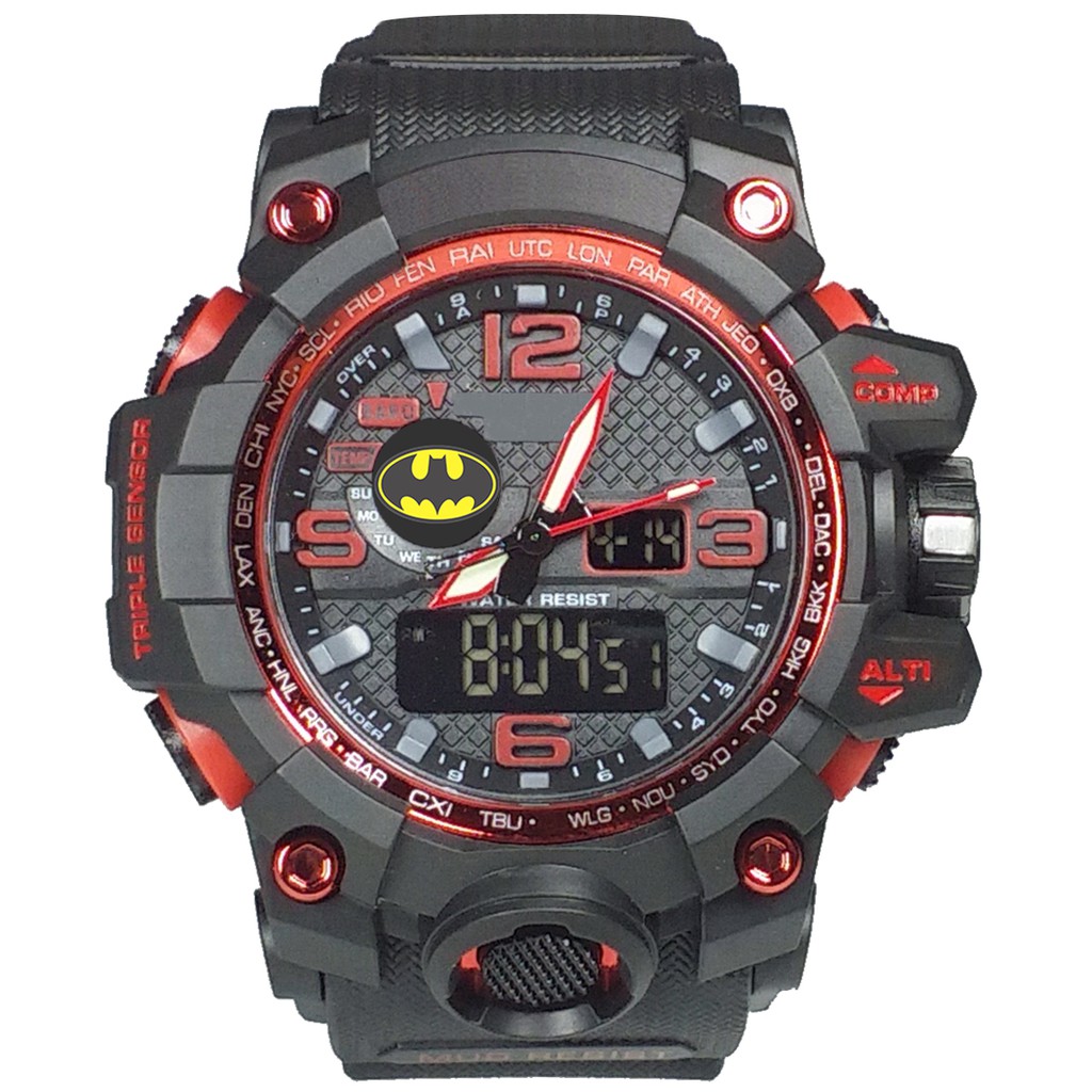 (Istimewa Bossque) Jam BATMAN Double Time List Merah (Exclusive)