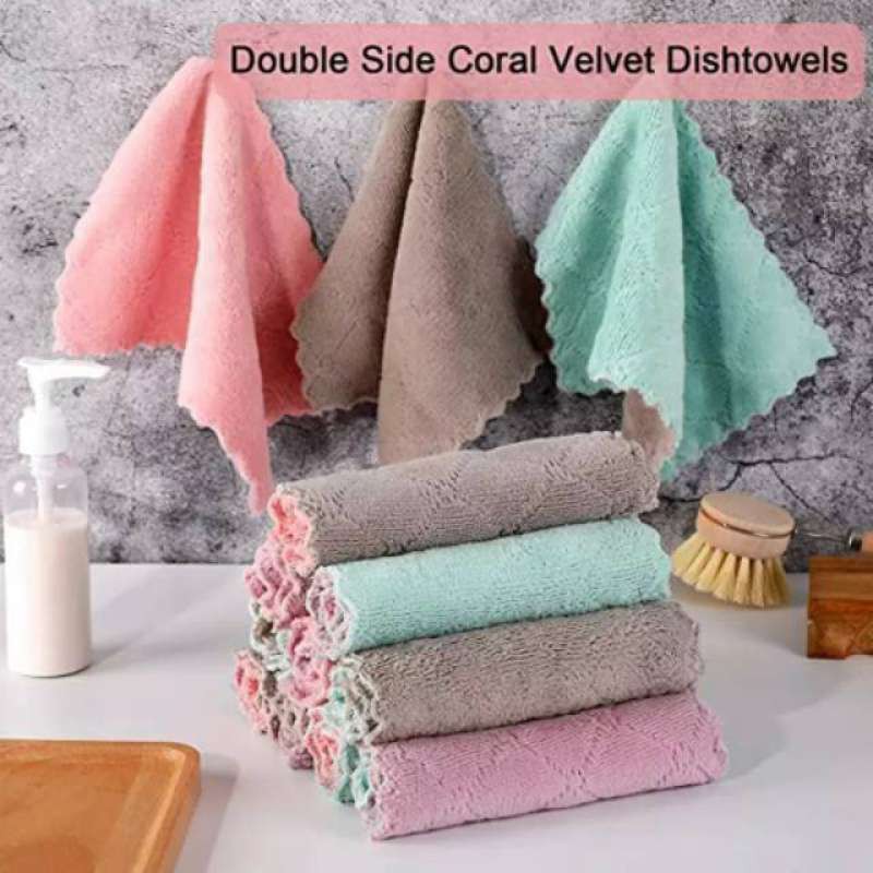 Kain Lap Piring Anti Minyak Bahan Coral Fleece / Lap Napkin Dish Towel