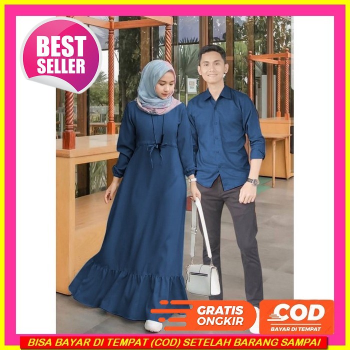 Cod-Baju Couple Muslim Pasangan Pesta Kondangan Sarimbit Suami Istri Pakaian Lebaran Fashion Muslima