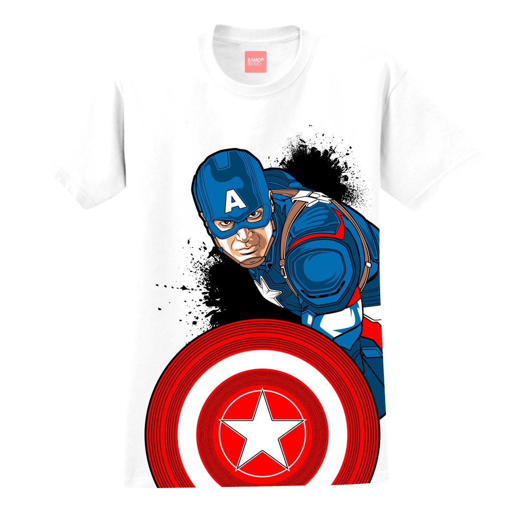 Kaos Anak Sablon Motif Kapten America Bahan Combed 20s usia 1 - 12 Tahun