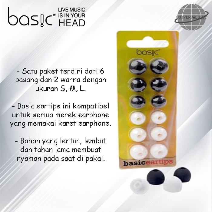 Basic Silicone Eartips, Karet Earphone