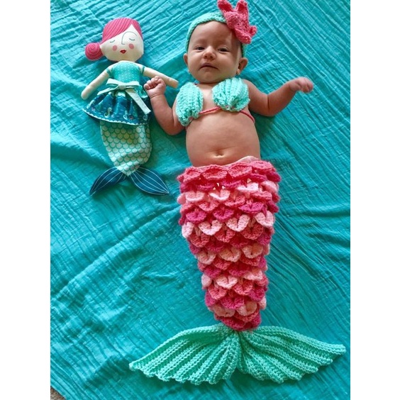 BAJU RAJUT BAYI / COSTUM / PROPERTI FOTOGRAFI / BABY PHOTOSHOOT MERMAID DUYUNG ARIEL