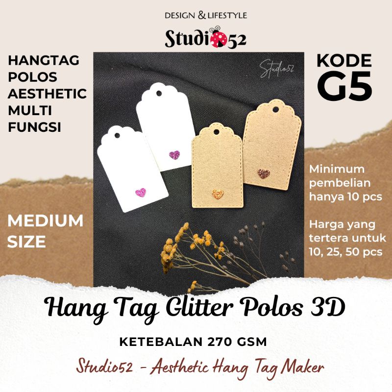 

Hang Tag Polos Glitter 3D kode G5