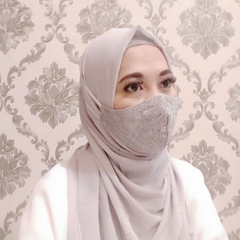 Masker cantik brukat hijab | masker mewah | masker cantik | masker hijab | masker kondangan