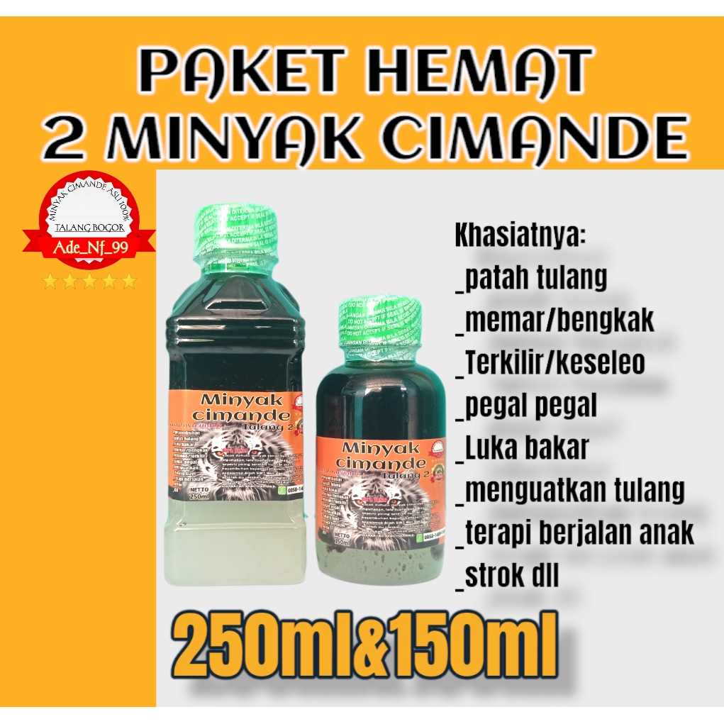 Minyak Cimande Asli paket hemat 2 botol 250&amp;150 ml