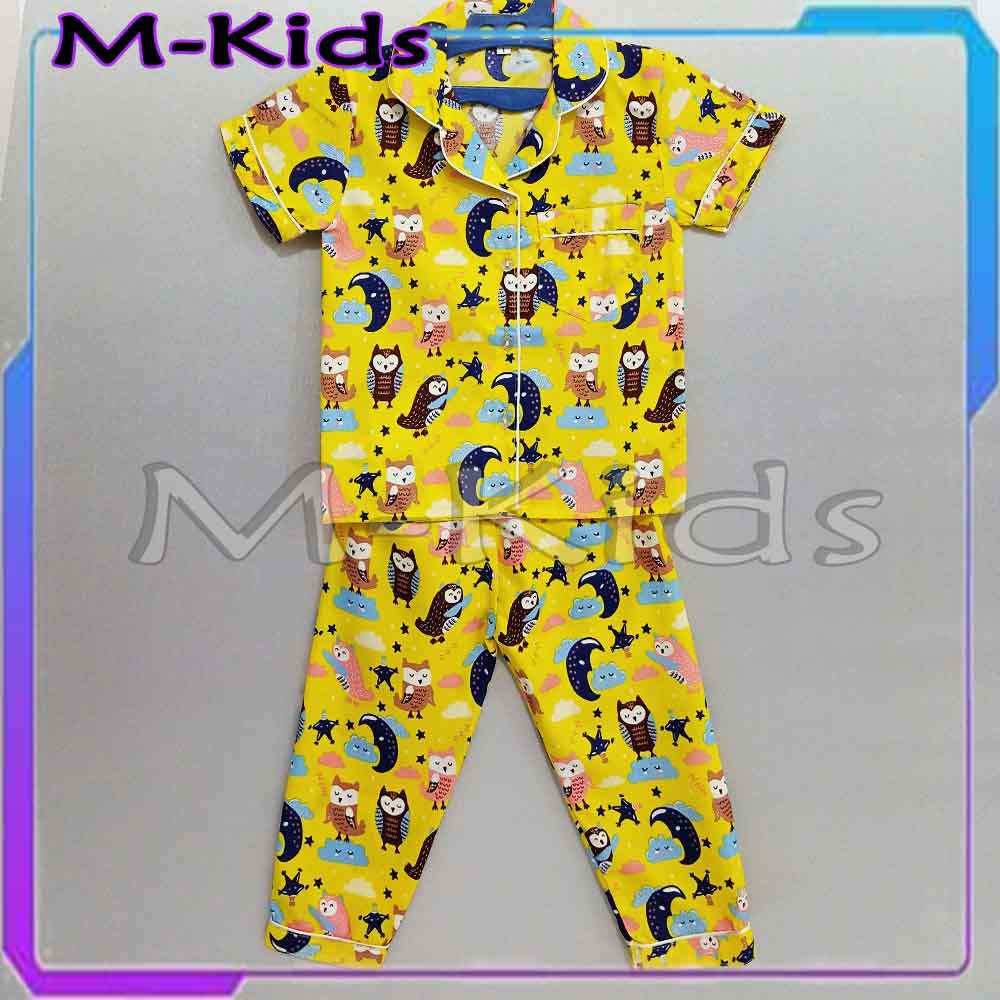 MKids88 - Baju Setelan Katun Piyama Anak Gambar Minion Bear Winnie The Pooh CAR Teddy Bear OWL