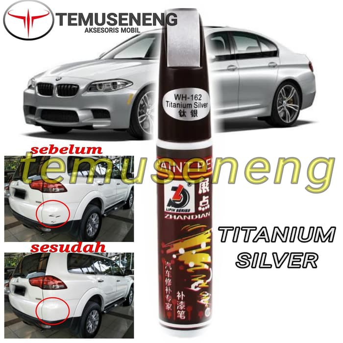 Titanium Silver Abu Spidol Kuas Poles Cat Mobil Motor Baret Lecet Noda