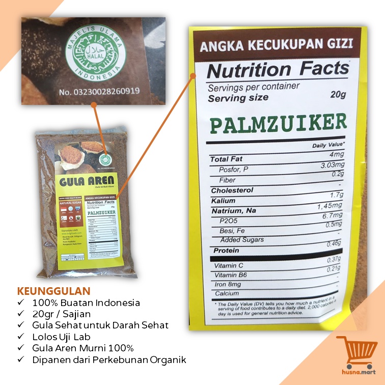 Gula Aren Serbuk Alami - Gula Semut Bubuk - Palm Sugar - Palmzuiker 500 gram Original Natural Organik
