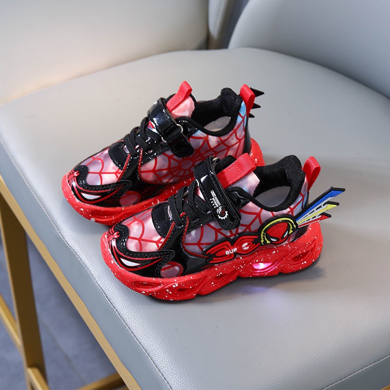 Spiderspy Sepatu With Led Anak Size 21-30 Usia 1-5 Tahun