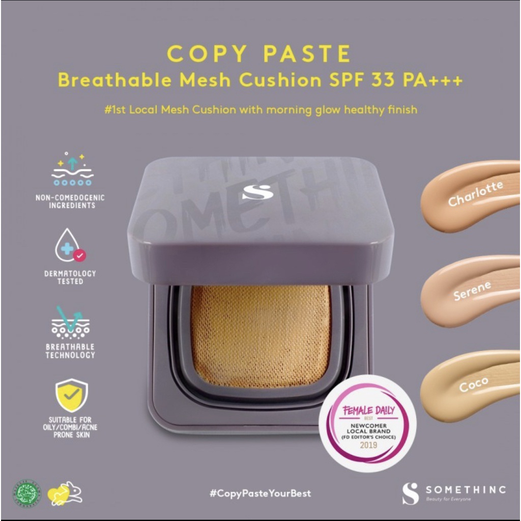 SOMETHINC COPY PASTE Breathable Mesh Cushion SPF 33 PA+++ - - Cushion Glow Finish Tidak Menyumbat Pori